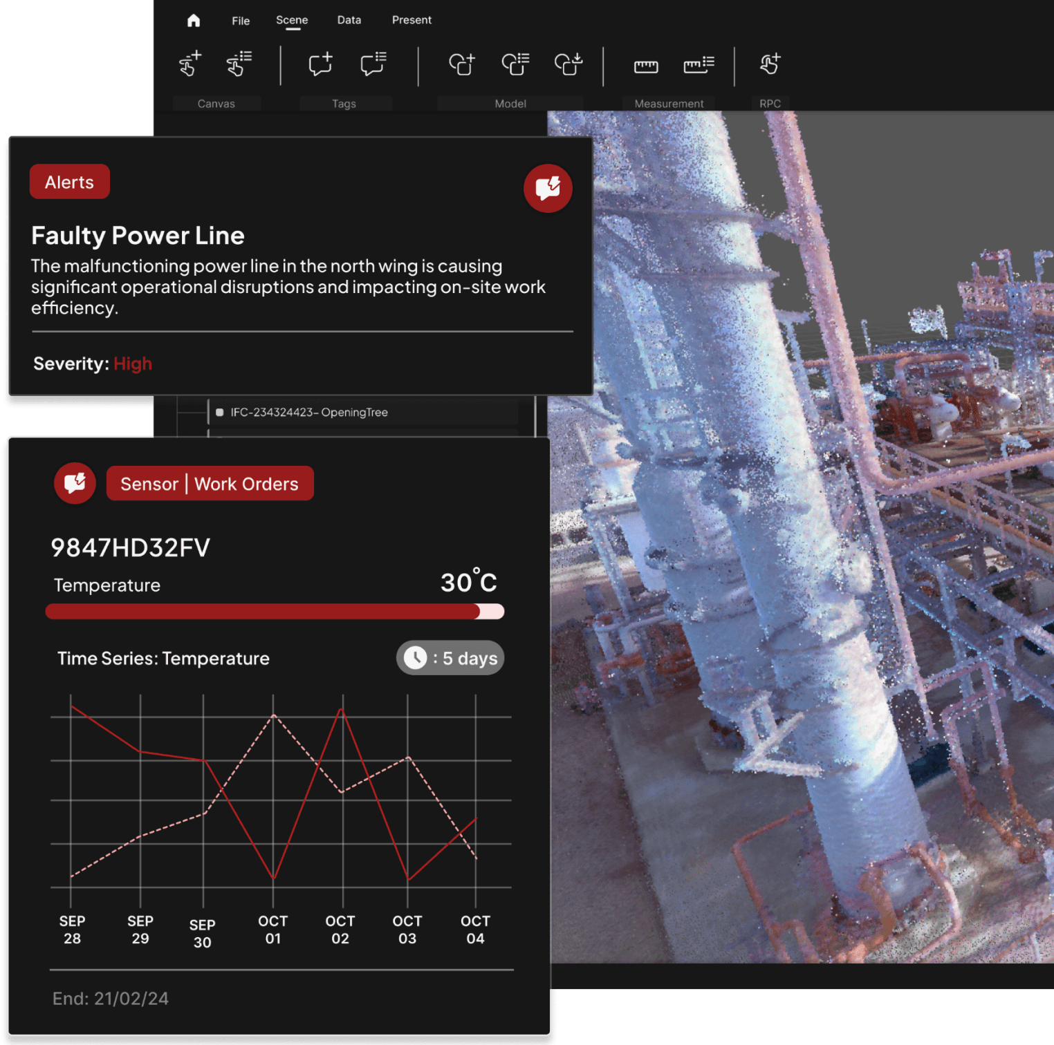 UI of TWINVRSE a digital twin application illustrating its layout and essential components for user navigation